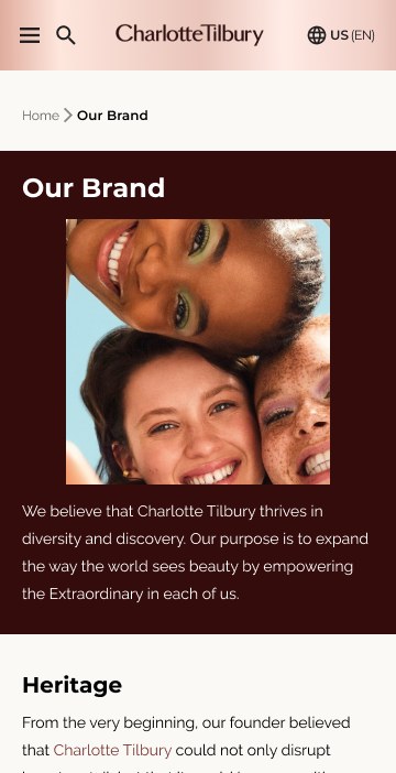 Brand page on mobile — the same premium feel, pocket-sized