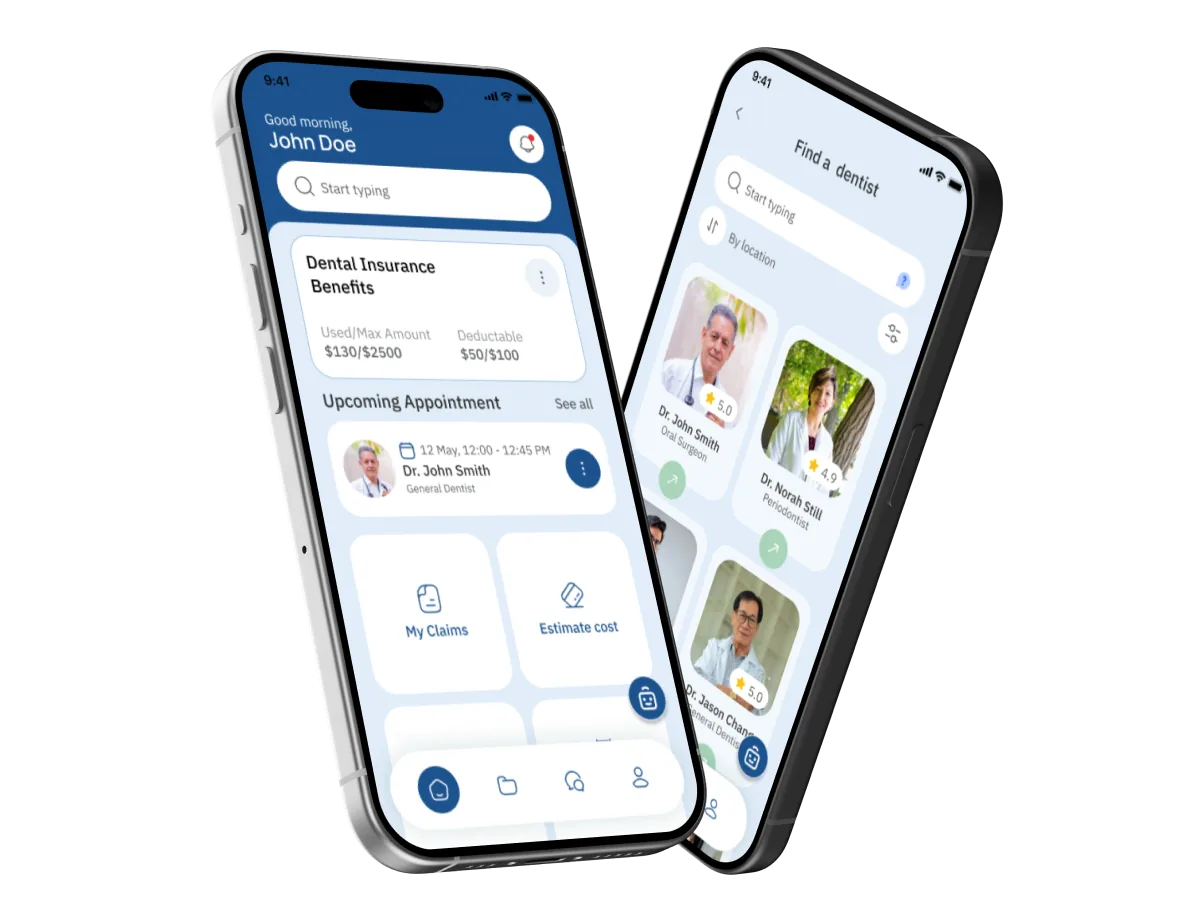 Cureon — dual-device hero mockup of the AI dental insurance platform