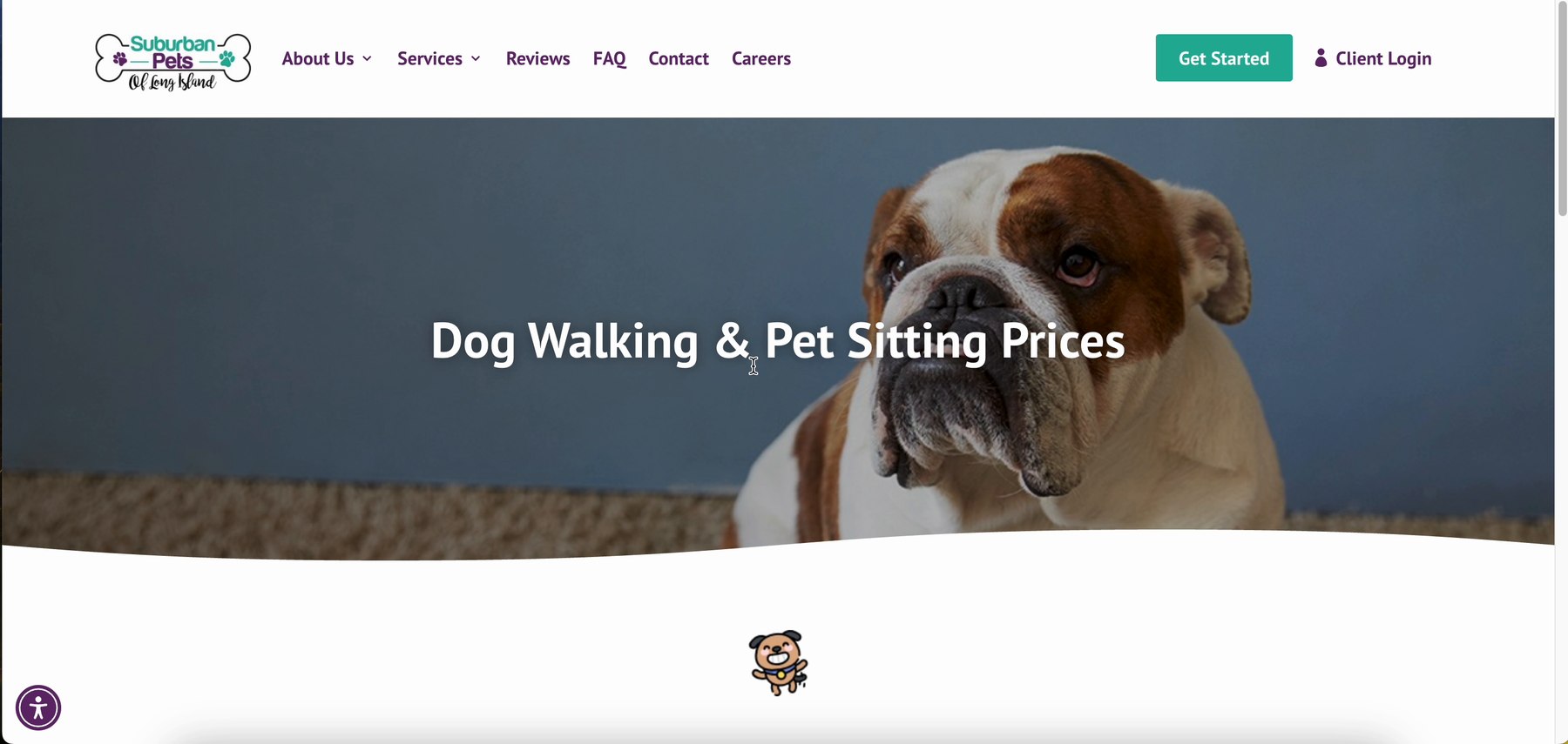 The existing pricing page — a hero image and heading, with prices further down the page