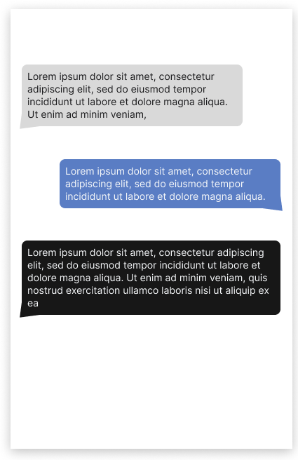 Chat UI — received, sent and system bubbles