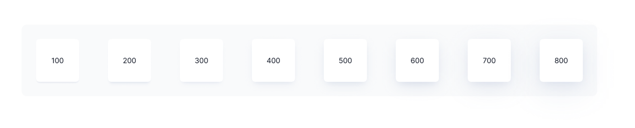 Shadow system — eight elevation steps from 100 to 800