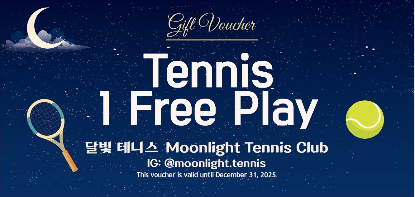 Navy gift voucher — night-sky edition with moon and racket motif